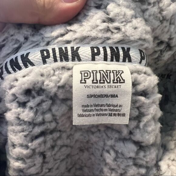 PINK - Victoria's Secret Quarter Zip Pullover size small grey - Picture 9 of 10